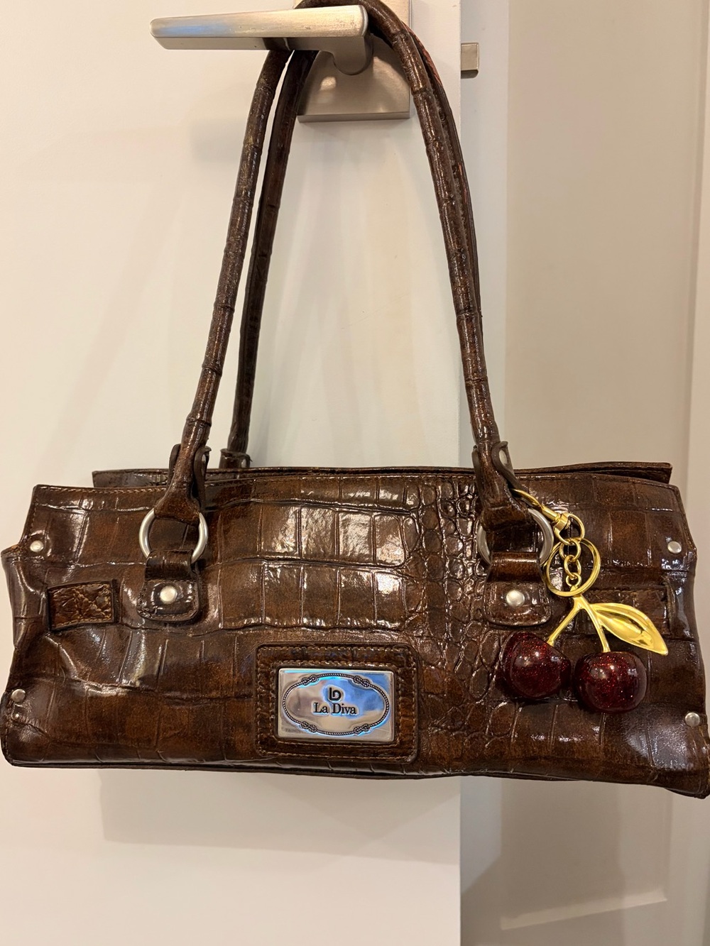 🤎 Vintage Y2K Croc Embossed Brown Shoulder Bag Baguette 2000s It Girl Coquette